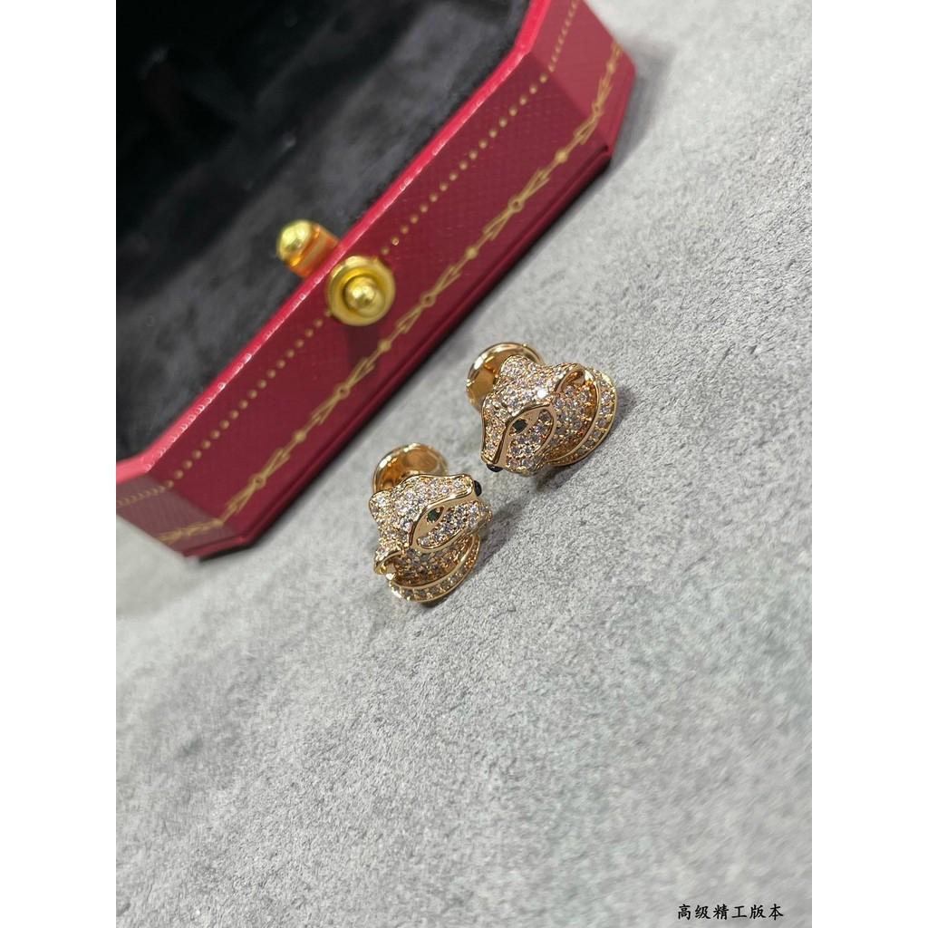 Leopard Head Earring for Men and Women Can Wear, Adding Rivet Elements Fashionable and Exquisite High-end Customized Electroplating 18k Gold