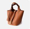 Women's Genuine Leather Bucket Handbag - Large Capacity, High-End Cowhide Veggie Basket Style
