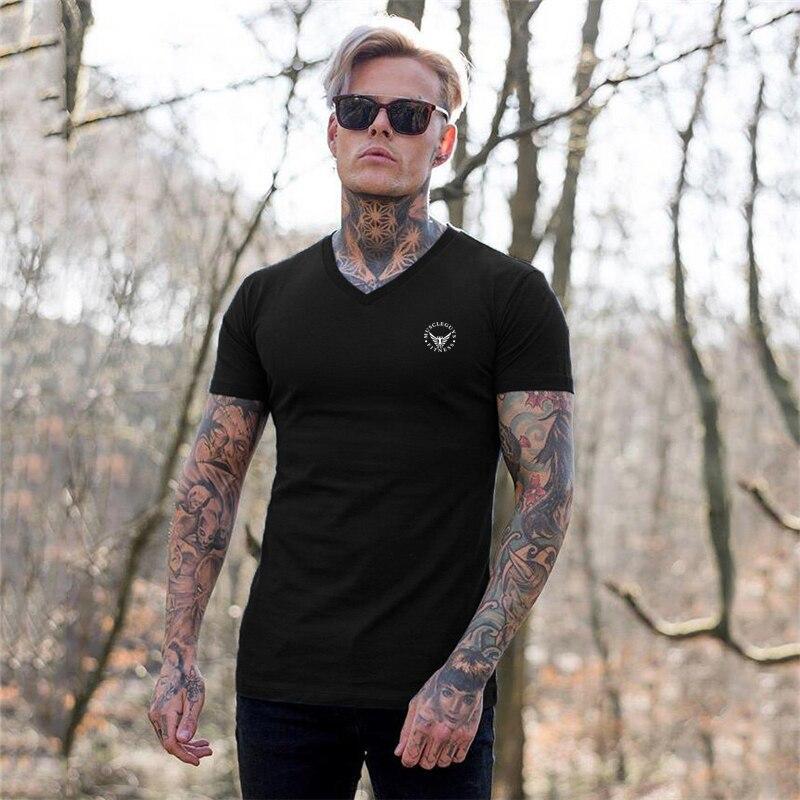 Muscleguys Nové bavlněné tričko s krátkým rukávem značky Tide Pánské letní potisk s polovičním rukávem Evropský a americký fitness top ležérní