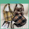 Versatile Large Capacity Woolen Plaid Crossbody Bag Ideal For Daily Commuting