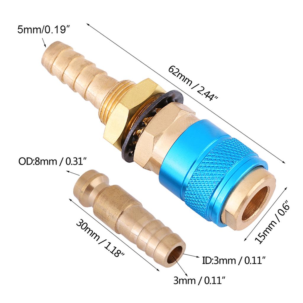 Water Cooled & Gas Adapter Quick Hose Connector Fitting For MIG TIG Welder Torch(Red)