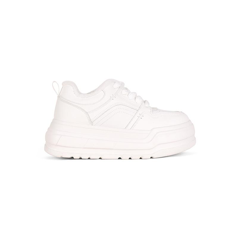 

Версия из овчины~ Звезда с той же высотой и бархатными теплыми маленькими белыми туфлями для женской летней коллекции 2025 года, на толстой подошве, универсальные, кэжуа 40