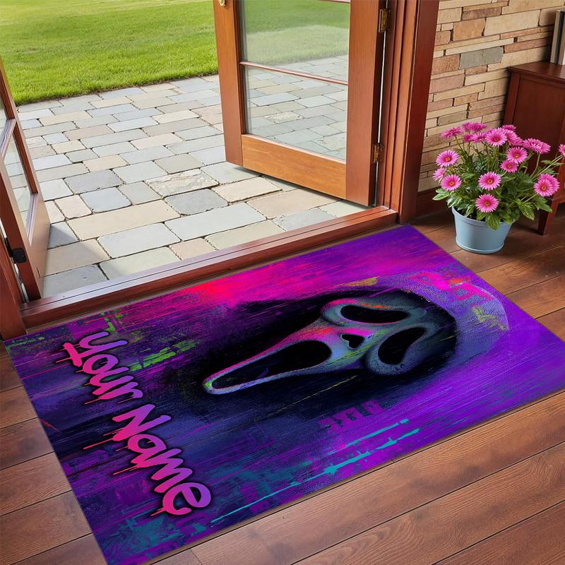 Crystal Velvet Rug Custom Name Text, Soft Non Slip Floor Mat Home DecorScream Ghostface