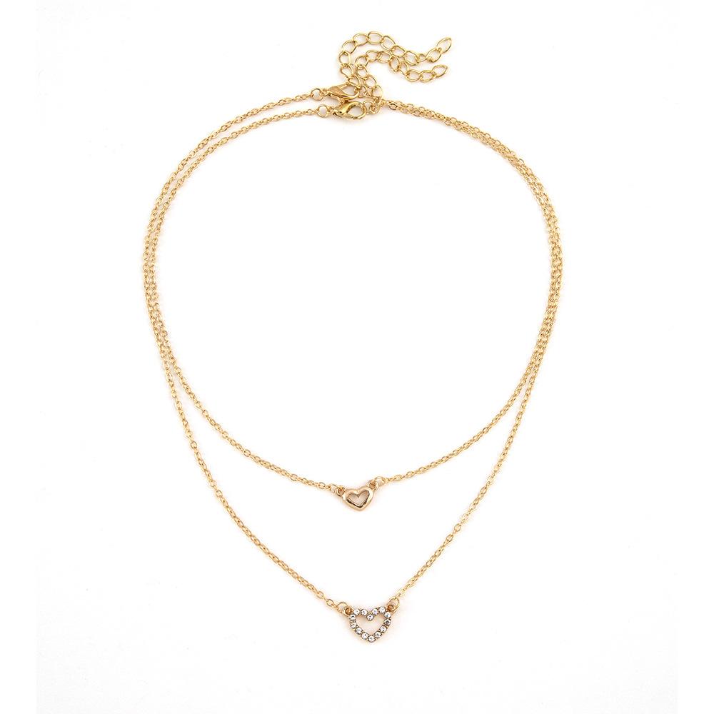Double-Layer Love Diamond Necklace For Women, Design Sense Temperament Collarbone Chain Trendy Jewelry