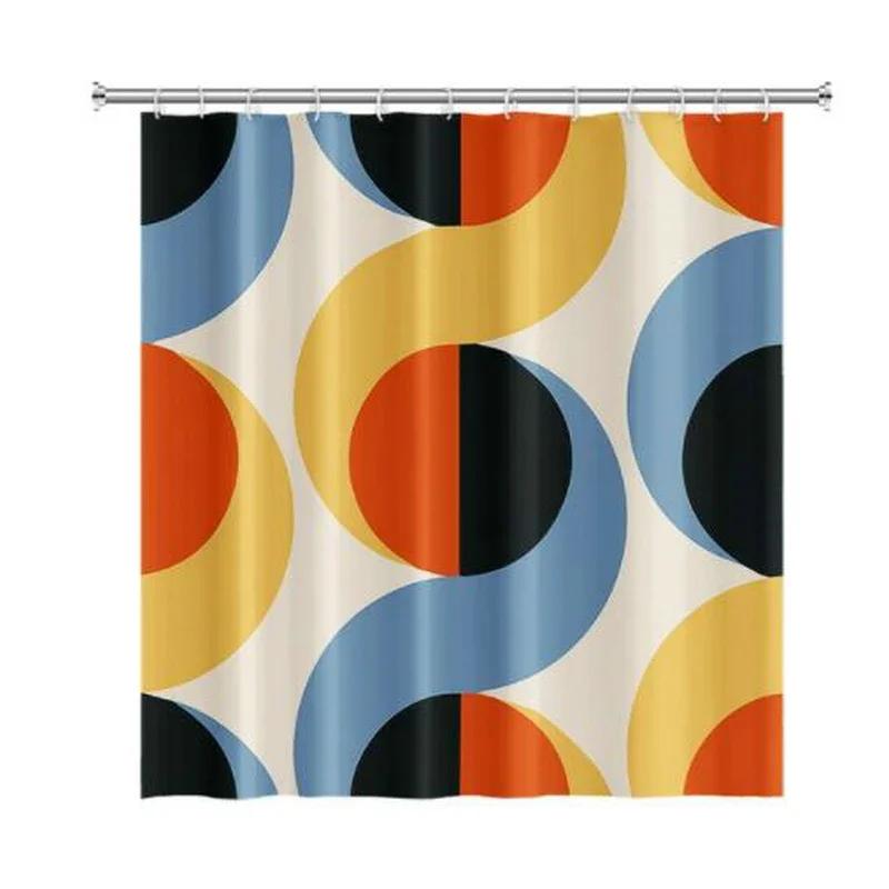 Nordic Wind Abstract Art Boho Shower Curtain Waterproof Polyester Bath Curtain Morandi Color Block Curtains For Bathroom Decor