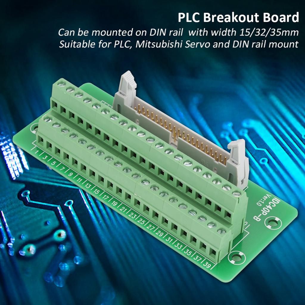 IDC40P 40Pin Male Header Breakout Board Terminal Block Connector PLC Interface with Bracket