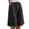 Women's High Waist Elastic Waistband Linen Bermuda Shorts Casual Loose Wide Leg Shorts With Side Pockets For Summer
