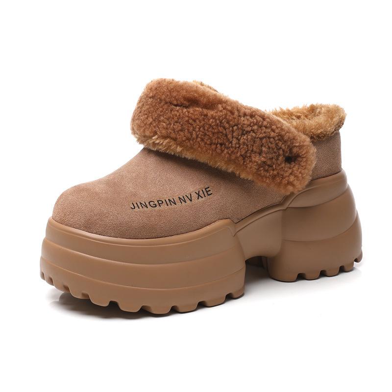 Small man with a thick bottom and a height of 10cm Mao Mao slippers women's winter 2025 new baotou half slippers
