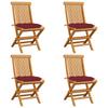 Day and Night - Day and Night Garden Chairs 4 Units with Teak Wood Red Cushions