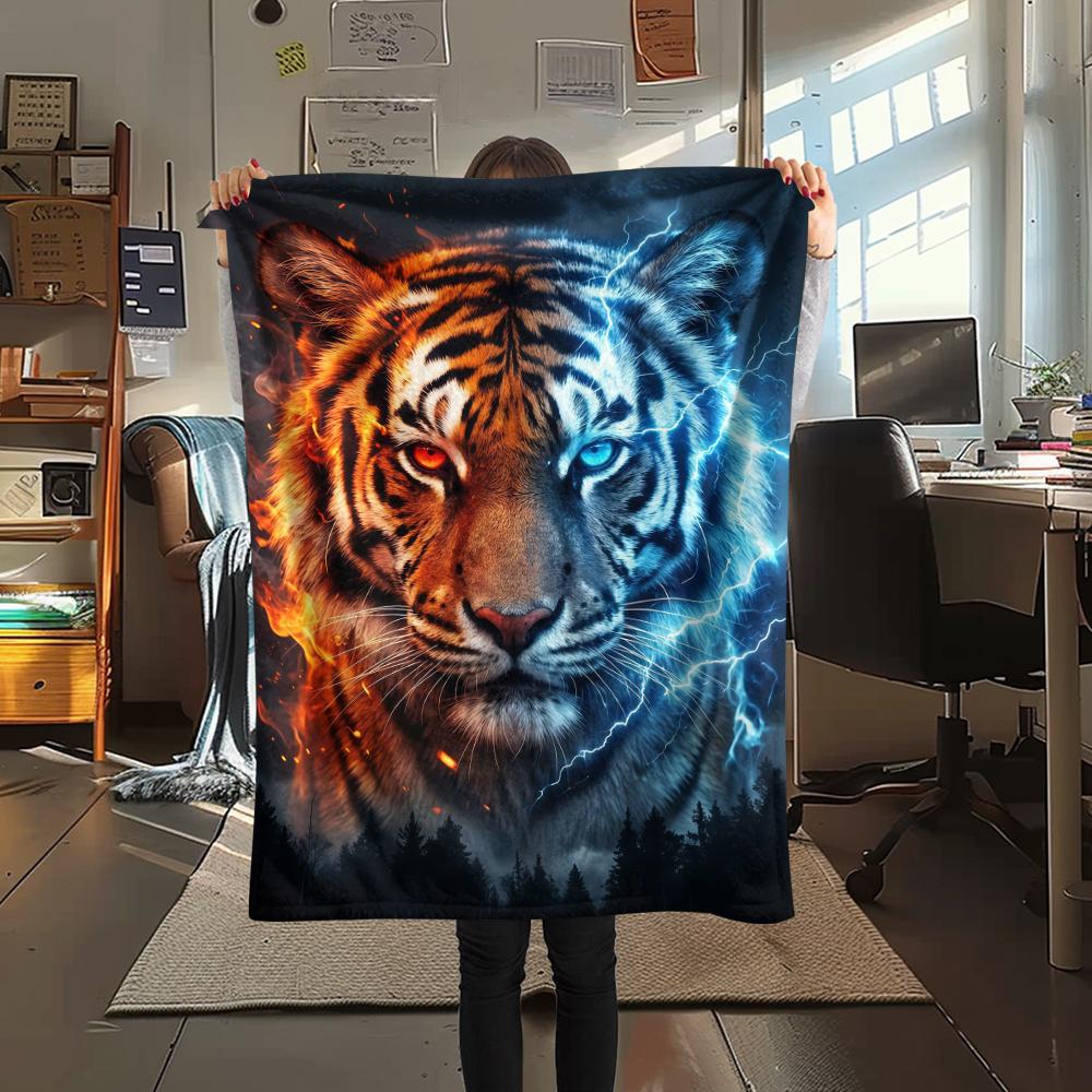 Red Blue Eagle Tiger Leopard Print Flannel Blanket,High quality Comfortable for All Seasons,Home Decor,Warmth and Comfort,Perfect for Christmas Gifts