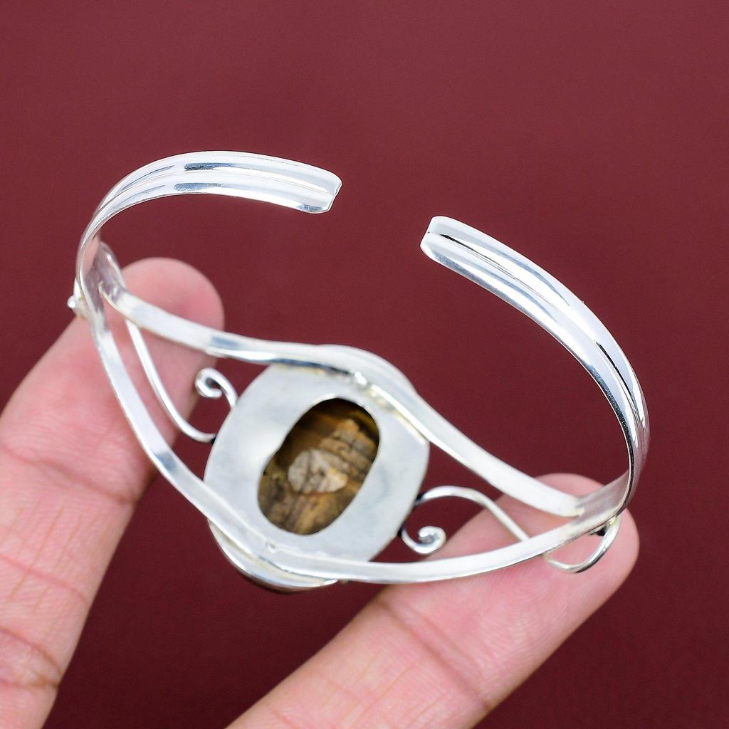 Ethopian Opal In Boulder Opal Gemstone Cuff Bracelet 925 Sterling Silver Bangle Adjustable Cuff Bracelet Handmade Jewelry Anniversary Gifts