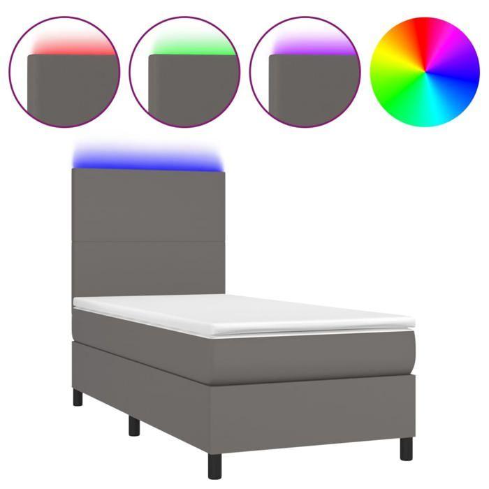 Maison Exclusive - Sommier à lattes de lit avec matelas et LED Gris 100x200 cm