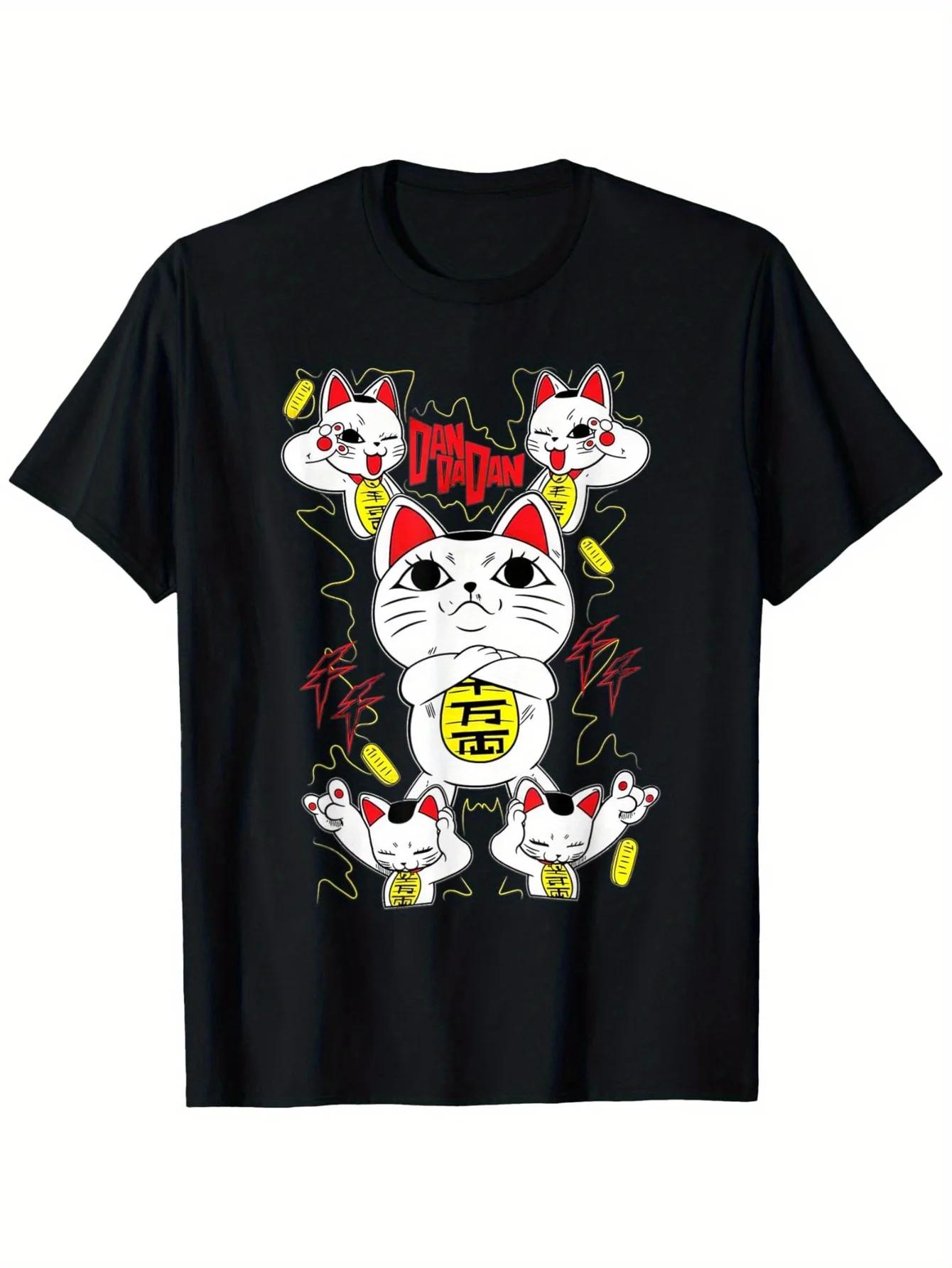 Funny Dandadan Unisexeki Neko Unisexeki Cats Anime Graphic Tee Breathable Cotton TShirt Short Sleeve S