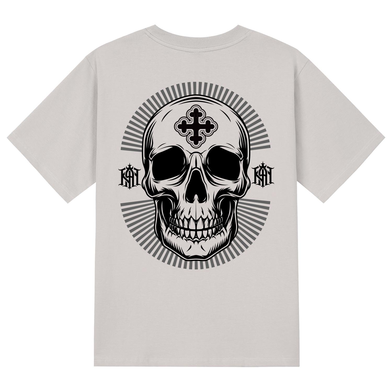 Khan 6312 Ktc0111 Skull Cross Short Sleeve T-Shirt - Beige Beige/L