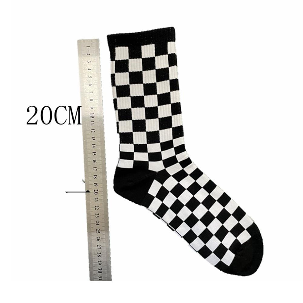 1 Paire Femmes Et Hommes Coton Mi-Longueur Damier Sport Décontracté Polyvalent Chaussettes Mode So P0V7