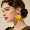 Women Boho Flower Earrings Lightweight Fabric Yellow Flower Ear Studs Holiday Earrings for Parties Beach Summer Vacation