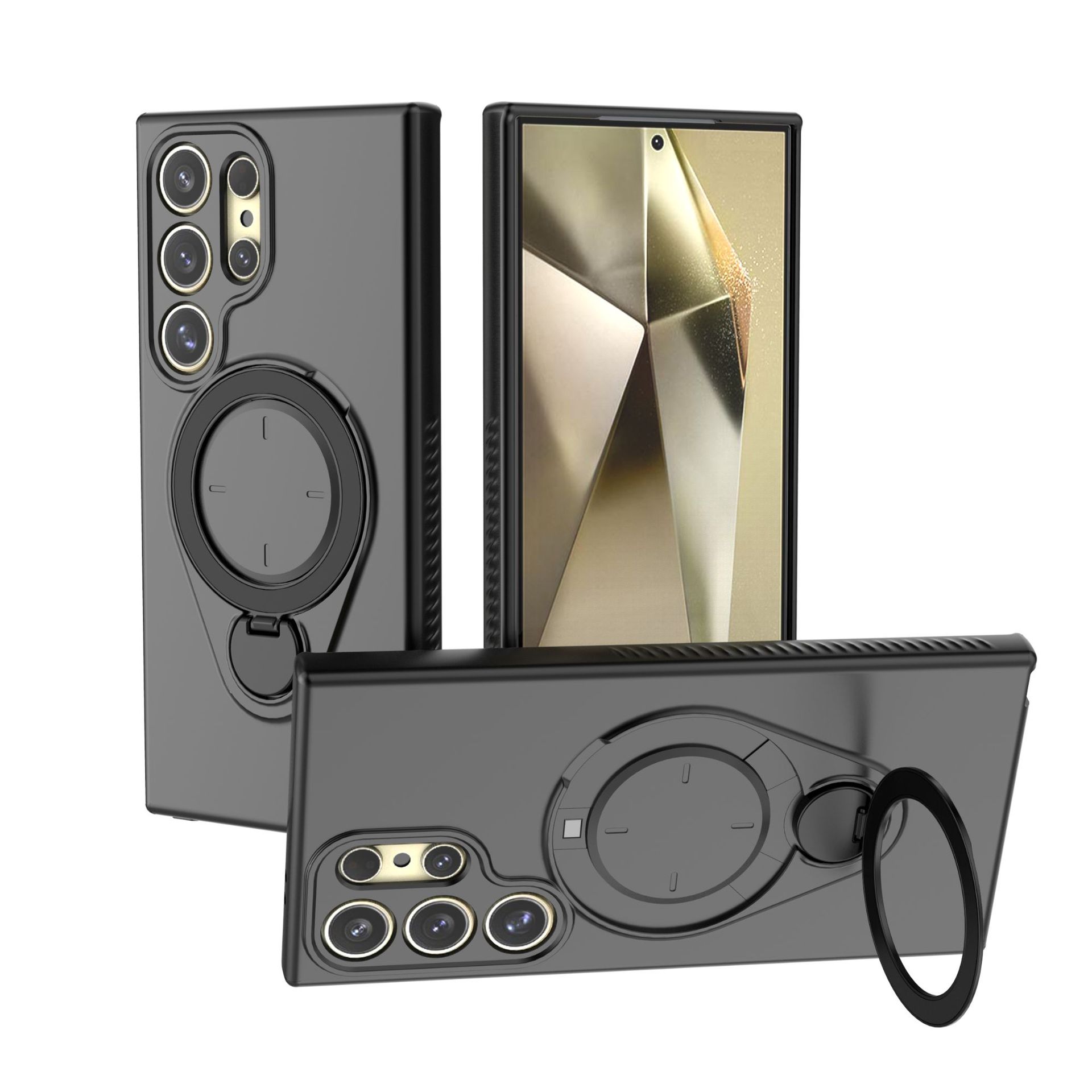 For Samsung Galaxy S23 Ultra Magnetic Phone Case,Soft TPU Kickstand MagSafe Phone Cover for Samsung Galaxy S23 Ultra чёрный