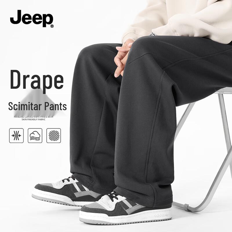 JEEP Men s Heavyweight Cotton Blend Loose Fit Straight-Leg Casual Pants 4XL