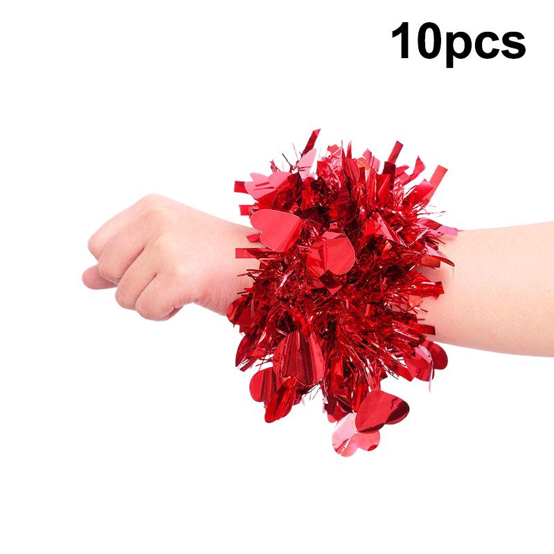 10 Stück Buntes Lametta Armband Elastisches Band Erwachsene Kinder Universal Tanzaufführung Requisite Cheerleading Team Lametta Armband