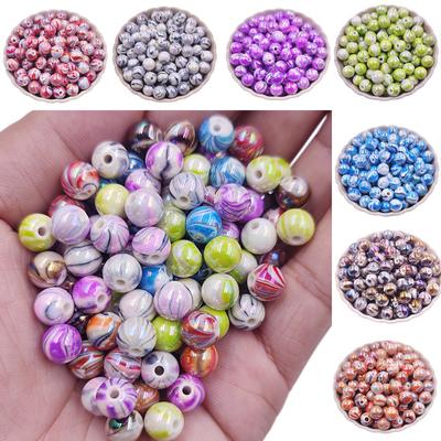 50 sztuk/worek 8/10/12/14mm pasek AB kolor akrylowe luźne koraliki DIY do tworzenia biżuterii bransoletka naszyjnik akcesoria rzemieślnicze