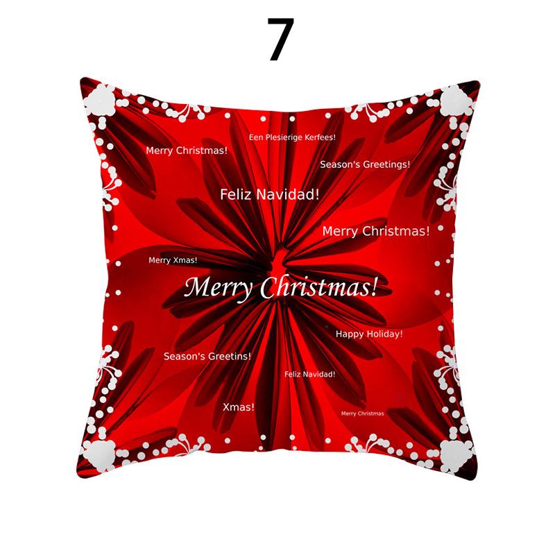 Merry Christmas Cushion Cover Xmas Pillowcase Happy New Year Navidad Santa Claus Red Pillow Cover Ornament Gifts Home Decor