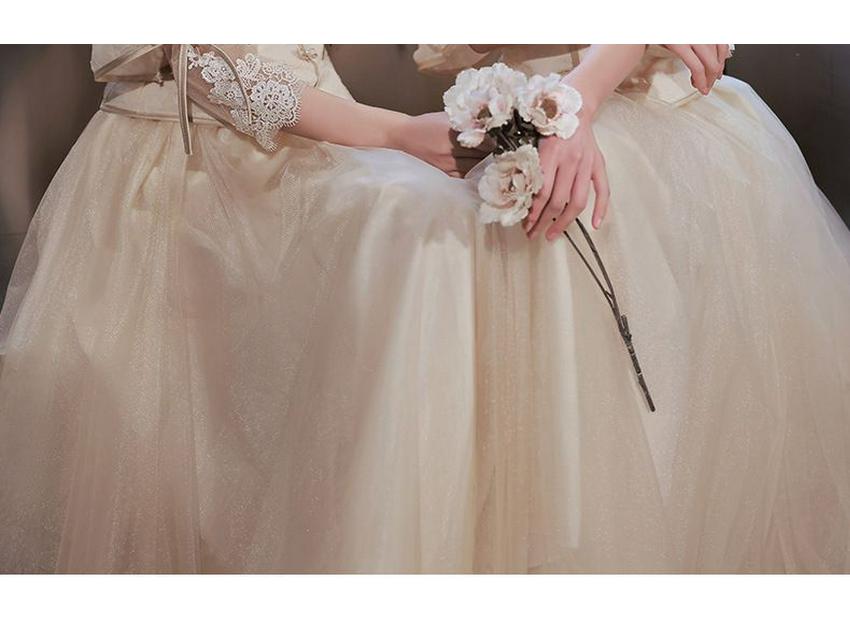 Champagne Bridesmaid Dress - Women's Winter To Summer Petite Gown with Enhanced Design