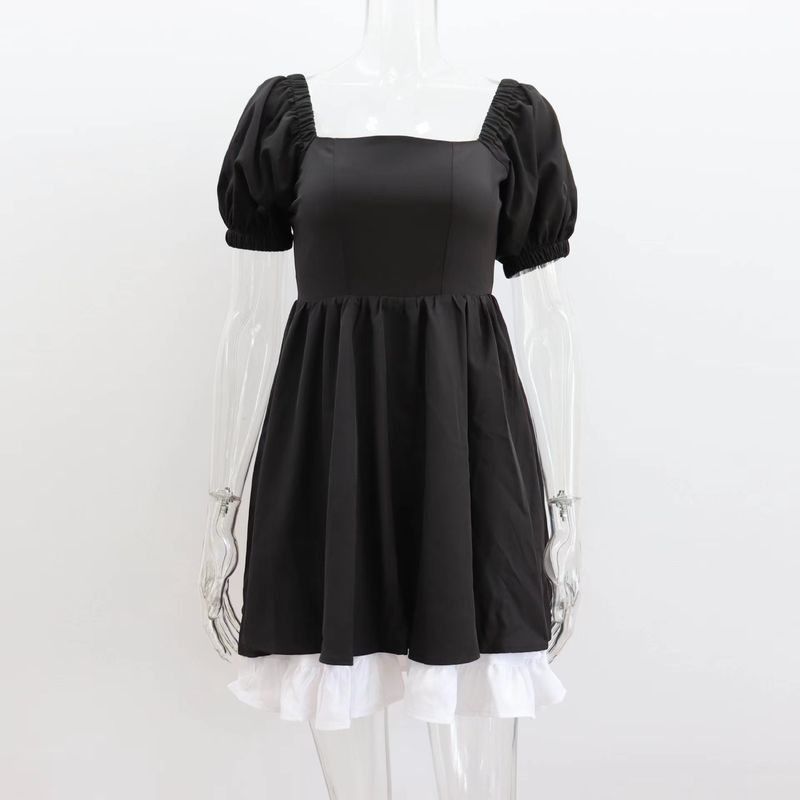 

Европейское и американское сексуальное платье с квадратным вырезом и цветочным принтом, богемное, для отпуска, короткое платье, сексуальное платье с квадратным вырезом Black S