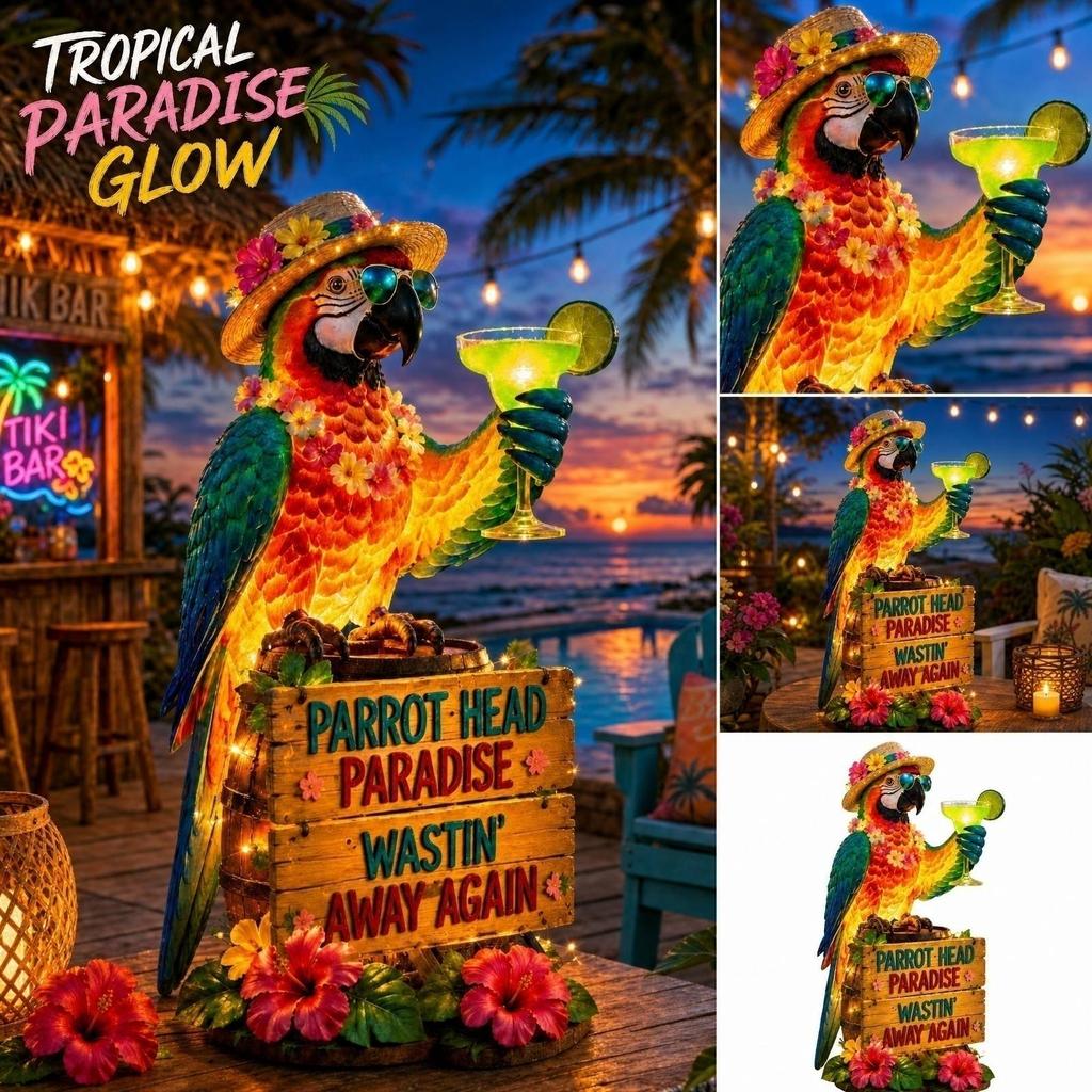 Lumière de Jardin Extérieure Solaire Tête de Perroquet Paradis Encore en Train de Dépérir Piquet de Cour Ornement Décoratif pour Pelouse avec Éclairage LED