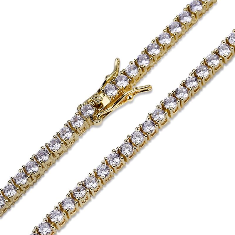 [3MNSCD] 18K Yellow Gold Plated 7-inch Tennis Bracelet for Women with Lobster Clasp