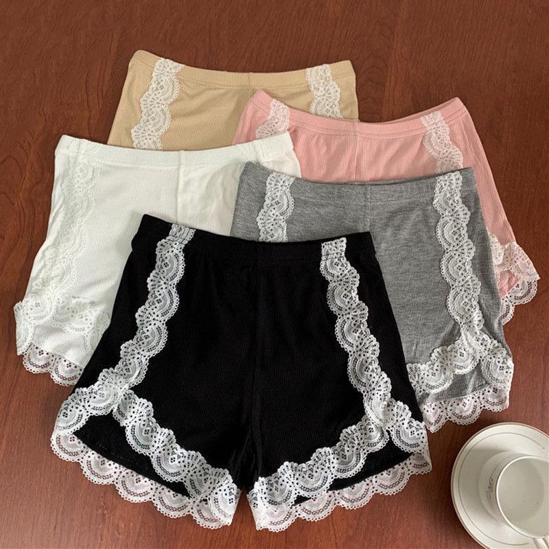 Ice Silk Women's Lace-Trimmed Three-Quarter Length Safety Shorts: Comfortable, Breathable, and Suitable for Summer Outerwear.