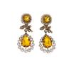 Medieval Western and Medieval Jewelry Old Gold Water Drop Shaped Gem Earrings Diamond Light Luxury Temperament Earrings