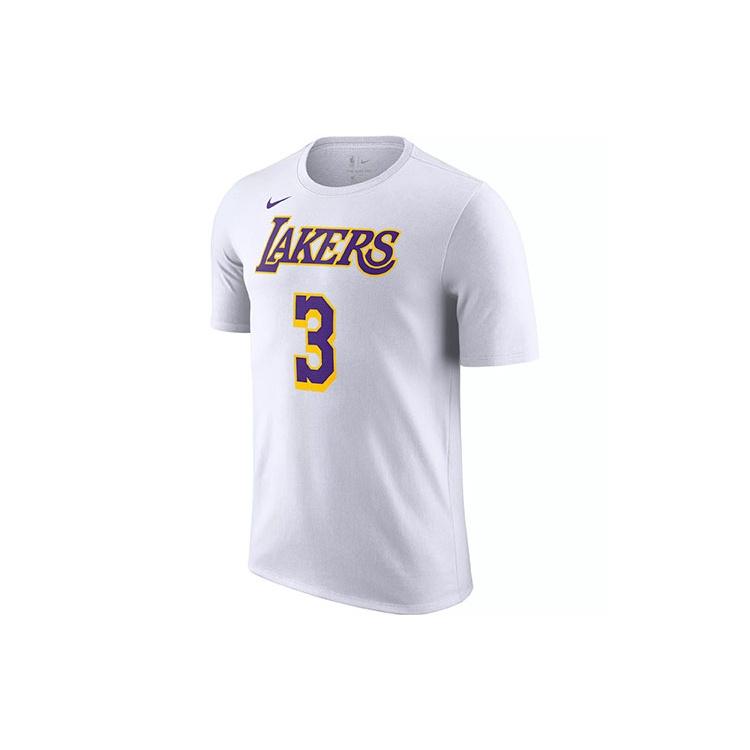 Men s Nike NBA Lakers Davis No. 3 Casual Breathable Sports Short Sleeve White T-Shirt BQ1540-100 L