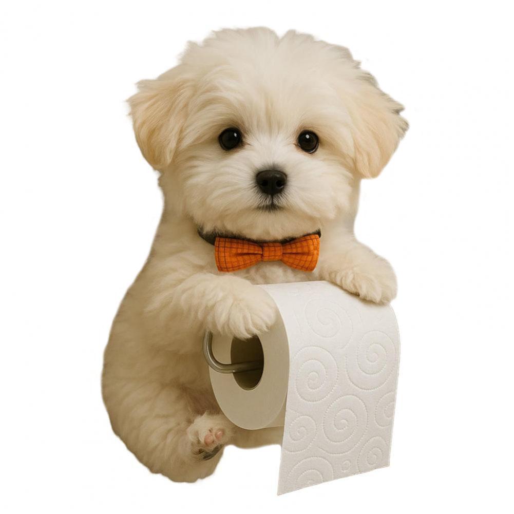 Wall Mounted Dog Paper Roll Holder 3D Printed Animal Paper Towel Holder Decorative Dog Shape Paper Stand for Kitchen Bathroom