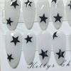100% HANDMADE Almond Shape Artificial Nail Art White Background Black Pentagram Minimalist Nails Reusable and Removable Fake Nails