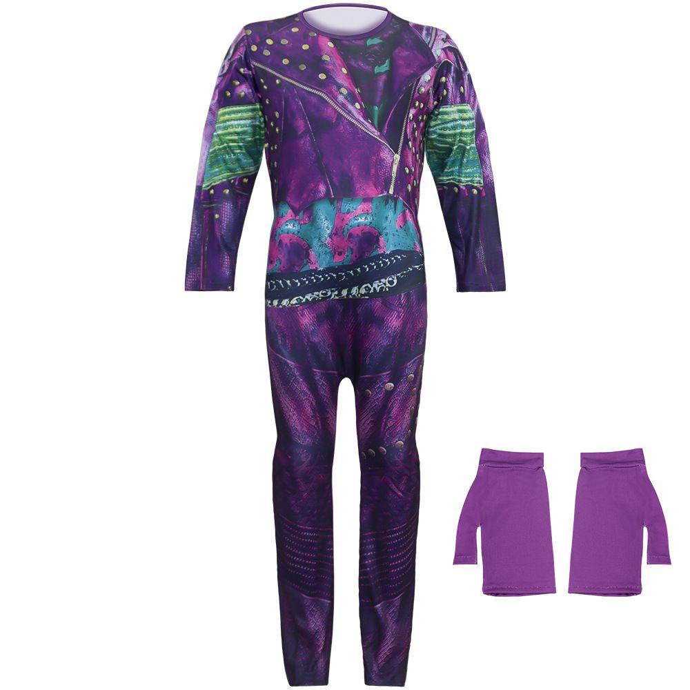 

Mal Descendants 3 Audrey Cosplay Costume Kids Jumpsuit Gloves Party Halloween 120 фиолетовый