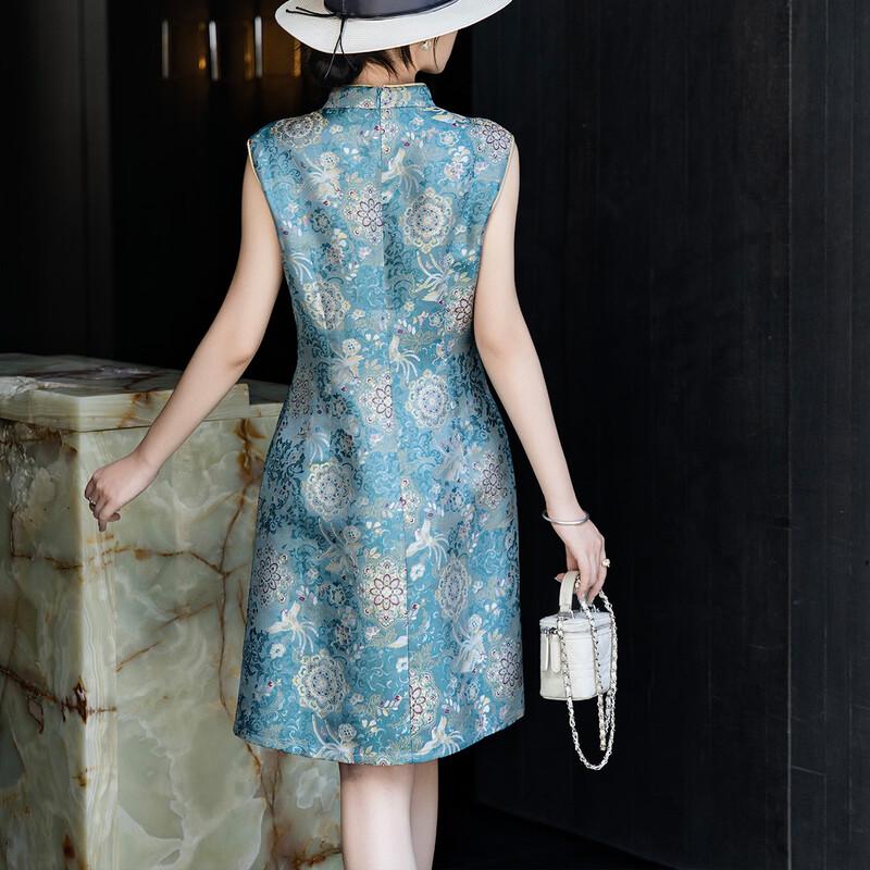 Lanserer Elegant Silk Brocade Cheongsam Dress