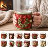 Weihnachts-Nähset für Anfänger Gestepptes Tassen-Wärmer-Set, DIY-Feiertags-Stoffbastelset mit festlichen Musterabdeckungen, Ärmelherstellung für Anfänger, Handgemachtes Geschenk,