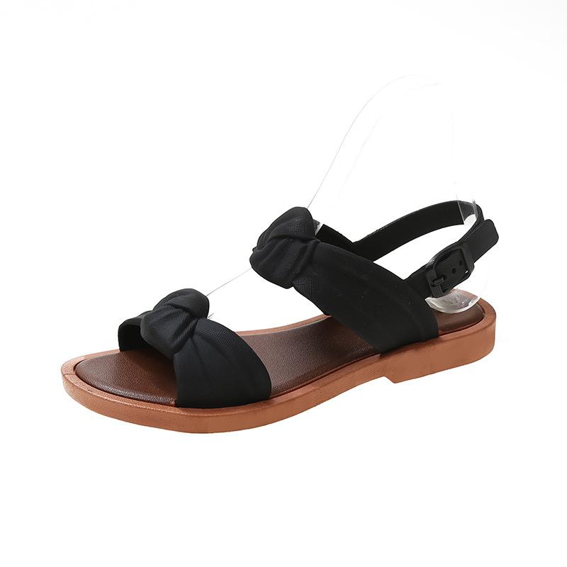 

Модные однотонные сандалии женские летние 2025 года новые плоские тапочки для студентов, для отдыха на открытом воздухе, пляжные сандалии для улицы 36