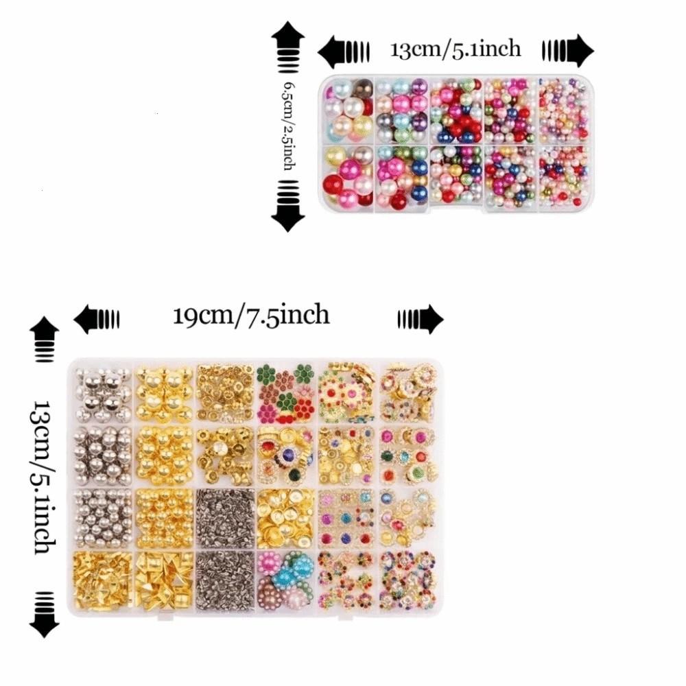 Hand Press Beads Pearl Rivet Set with Beads Screw Heads Multi-color DIY Jewelry Making Kit Loose Beads Circular/Irregular Shape