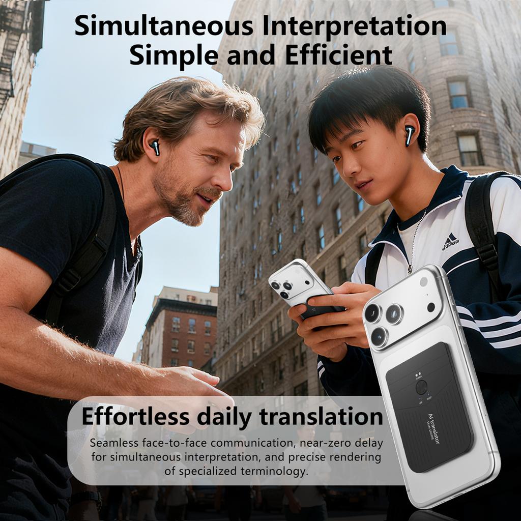A18 BT5.0 AI Magnetic Translator Rechargeable Ultra-Thin Real-Time Translator Simultaneous 138 Languages for Business Meeting