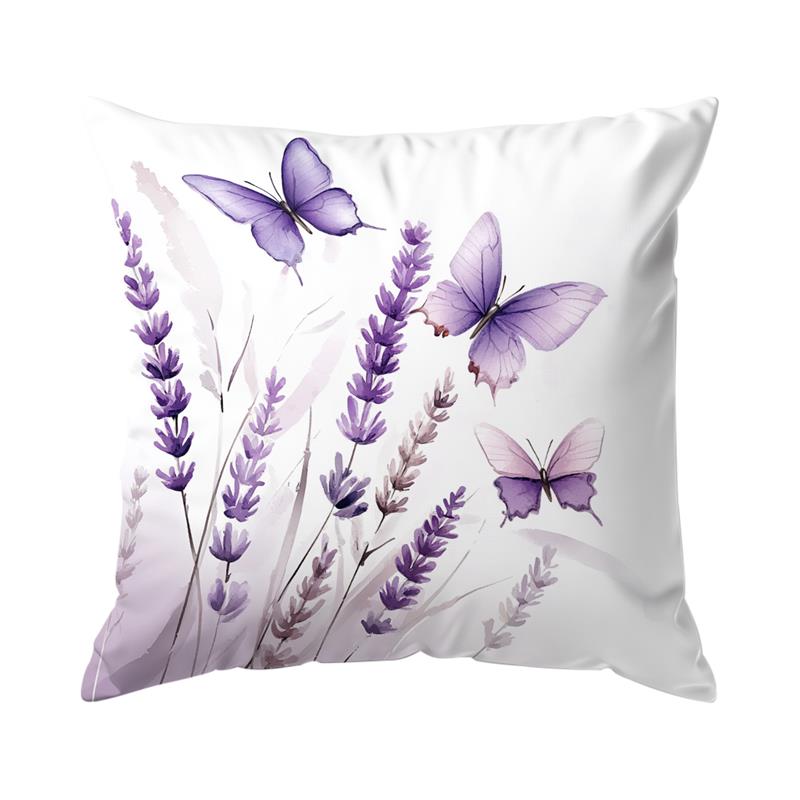 Butterfly Lavender Cushions Pillowcase Printed Polyester 45X45Cm Throw Pillow Cover Decorative Sofa Bed Cushions Pillowslip