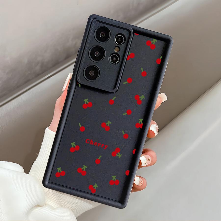 

Cute Cartoon Cherry Lichee Pattern Phone Cover Case for Samsung Galaxy S26 Ultra S25 S25 Edge S24 Plus S24Ultra S20FE S22 S23 FE Galaxy S22+ 5G