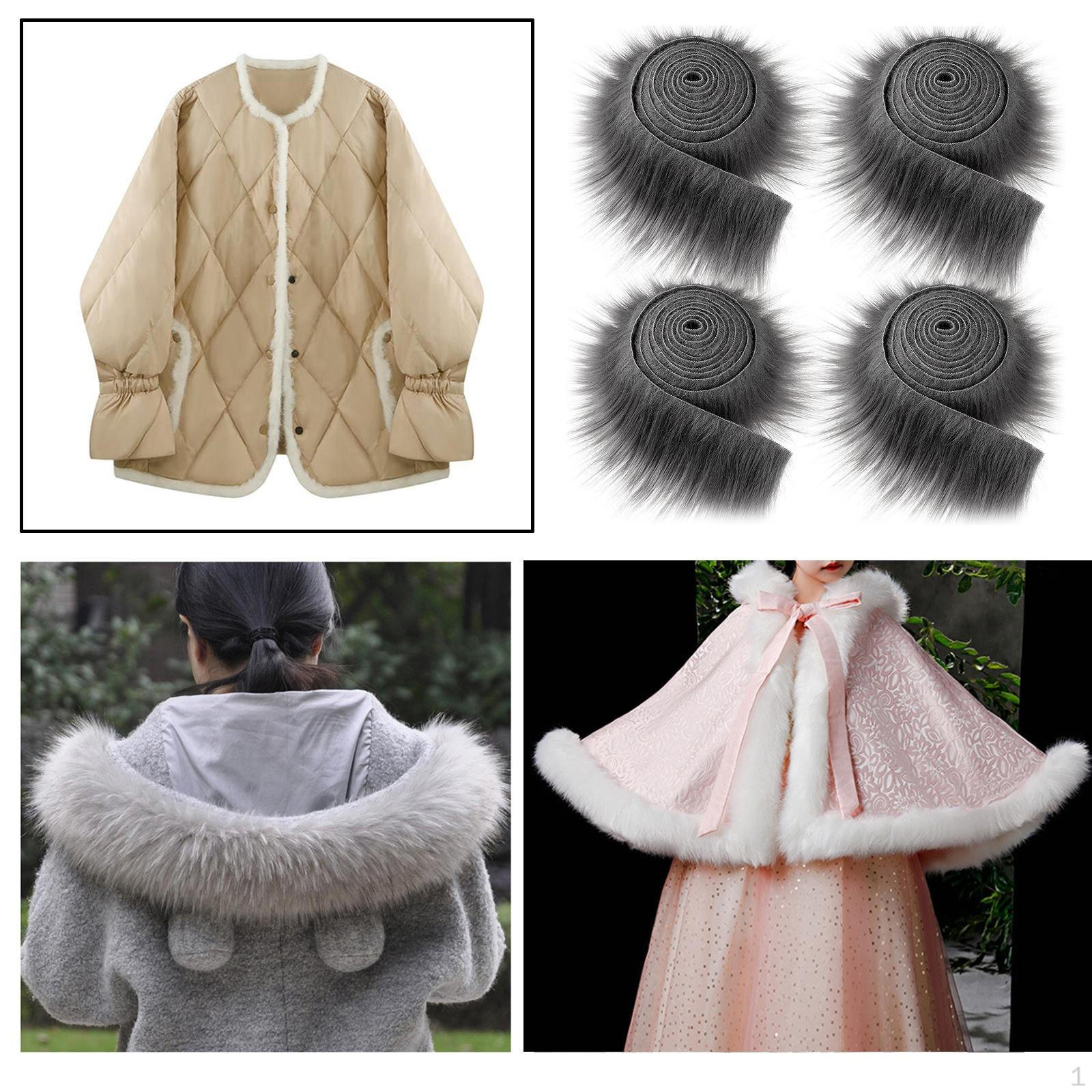 

4 Pieces Fabric Shaggy Fur Patches Ribbon Cover Seat Cushion Pad Supplies for DIY Craft сірий