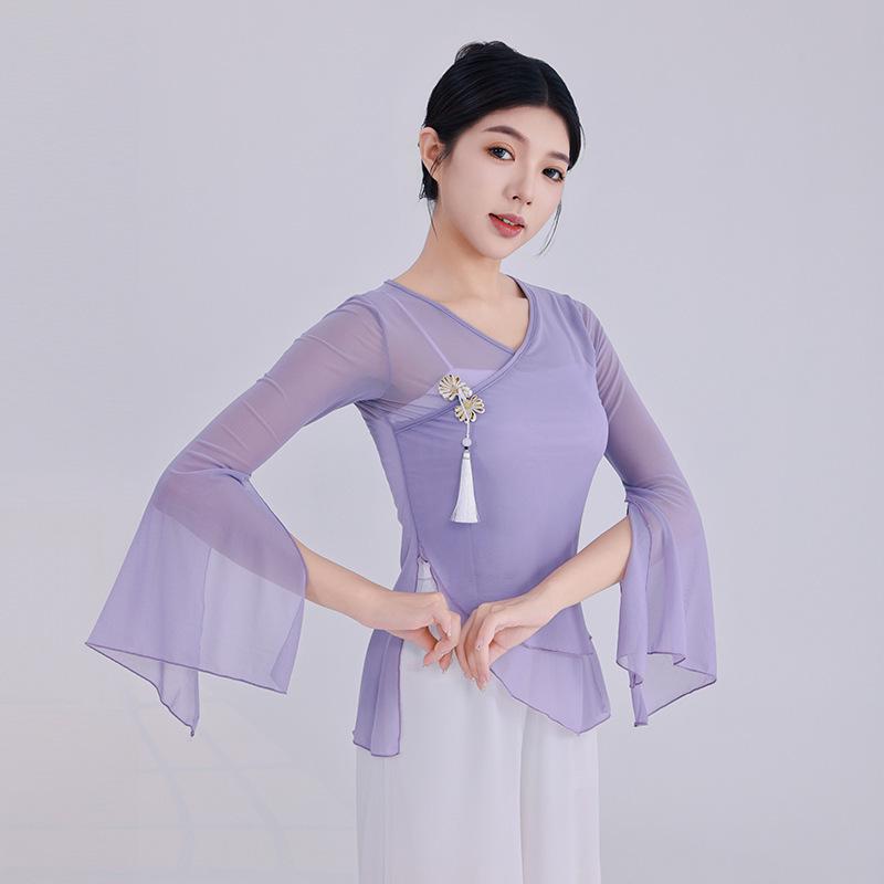 

Женский топ из летящей марли в классическом китайском стиле для танцев - Взрослый этнический костюм для выступлений S