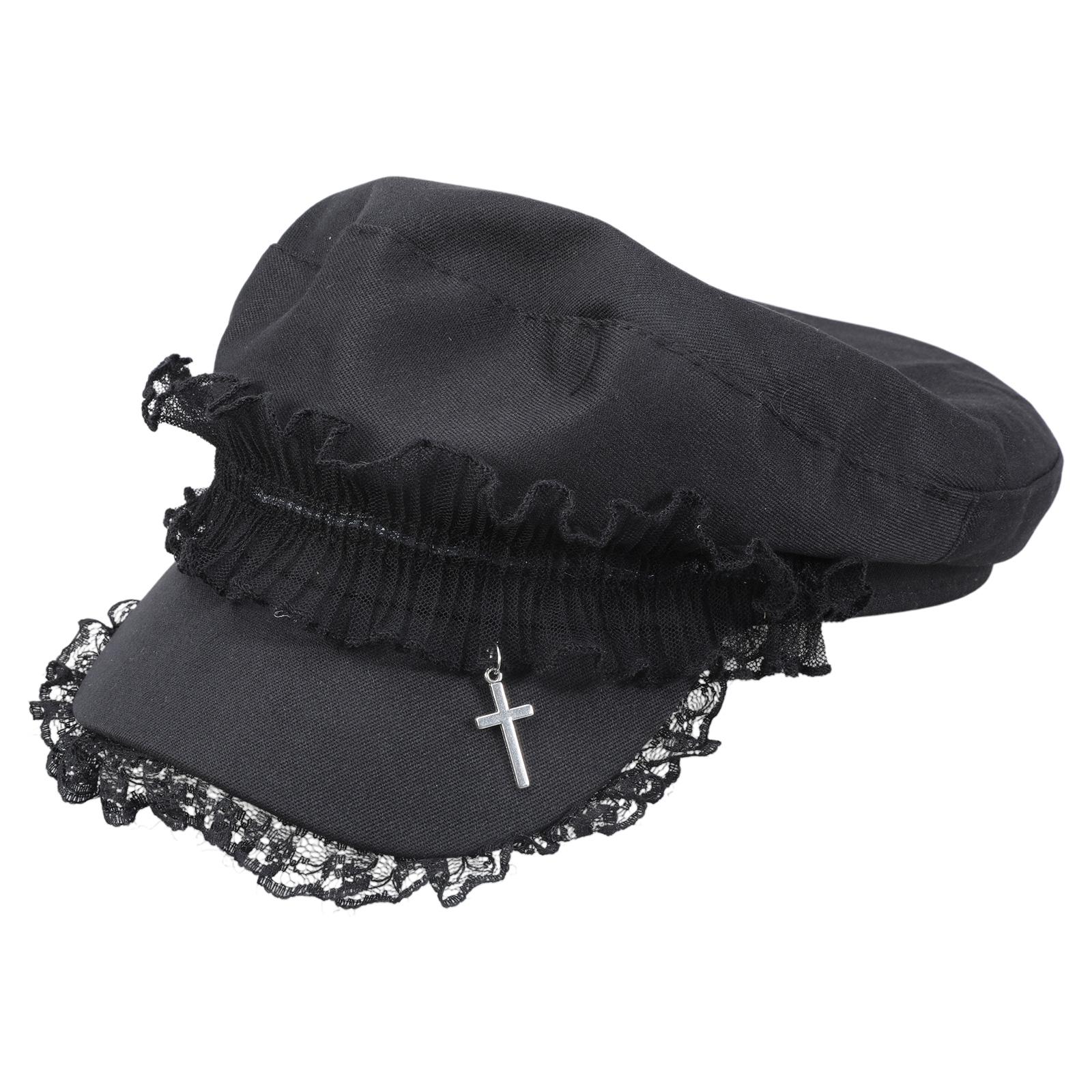 

Берет для газетчиков, женская дышащая шляпа таксиста, кружевная шляпа для девушек-джокеров, шляпа субкультуры, крест, художник, головной убор чёрный