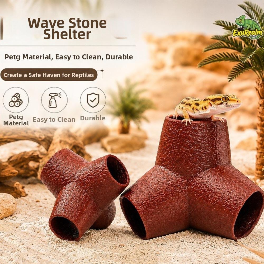 Plastic Reptile Tunnel Shelter Artificial Lizard Hideaway Cave Reptile Resting Cave Terrarium