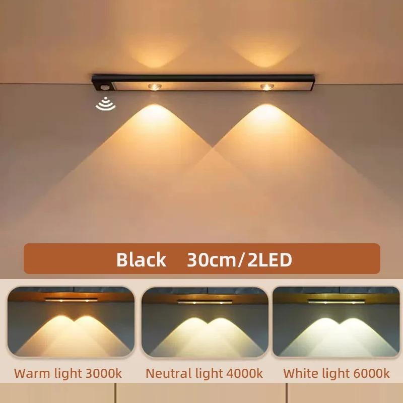 Lumières LED Ultra Fines Sous Meuble Capteur de Mouvement Veilleuse Sans Fil 3 Couleurs Graduables Pour Meuble de Cuisine Chambre Penderie Ligh