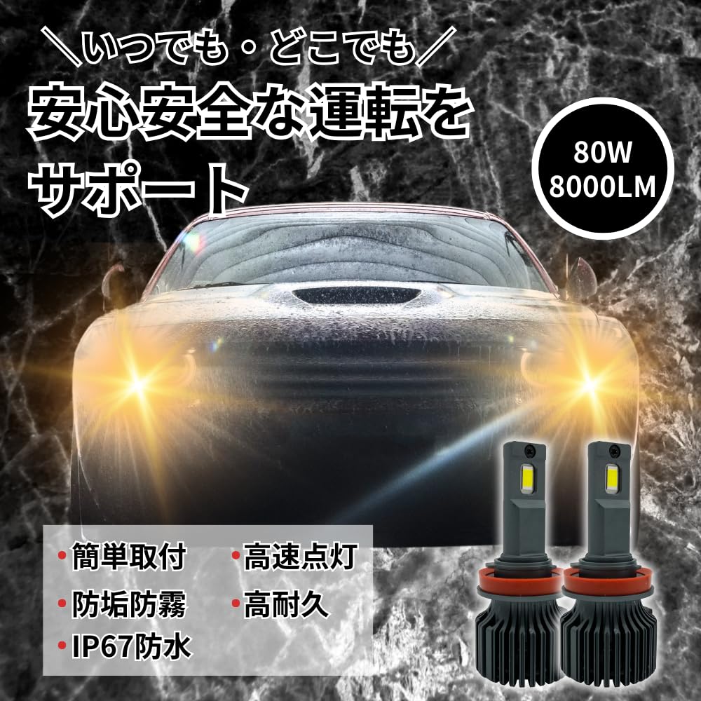 LED Headlight, Fog Lamp, Bulb, Compatible with H8, H9, H11, Super Explosive Light, 8000