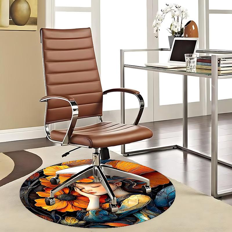1 Stück Anime-Design Runder Teppich Bürostuhlmatte, Rutschfester Teppich für Heimdekoration, Wohnzimmer, Schlafzimmer, Spielzimmer, Festivalgeschenk