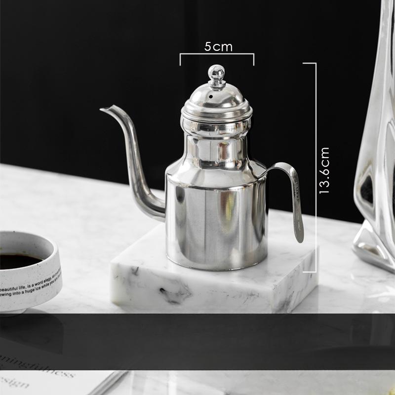 Stainless Steel Olive Oil Bottle Long Spout Grease Container Vinegar Dispenser Sauce Seasoning Condiment Jar